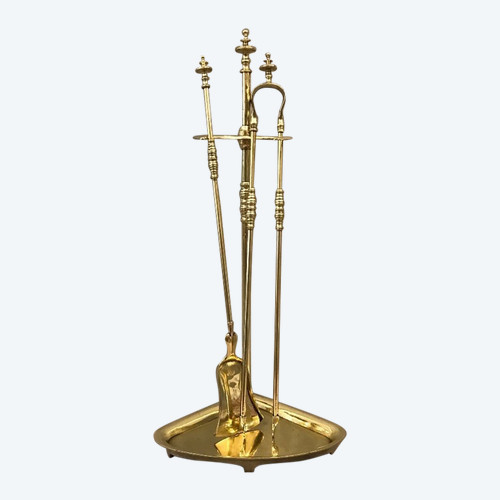 Serviteur de cheminée ancien en laiton. d'époque 19 ème 