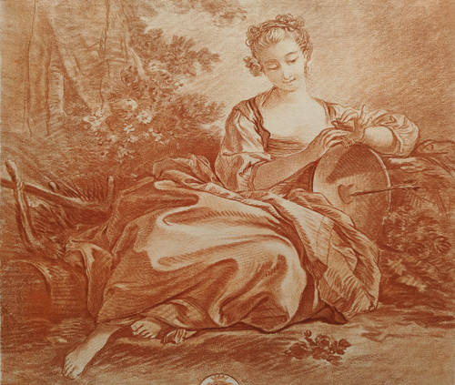 Engraving Pastoral Scene after François Boucher 18th
