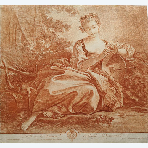 Engraving Pastoral Scene after François Boucher 18th