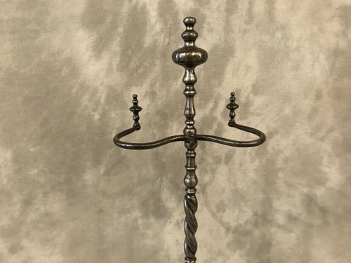 Serviteur de cheminée ancien en fer et fonte d'époque 19 ème 
