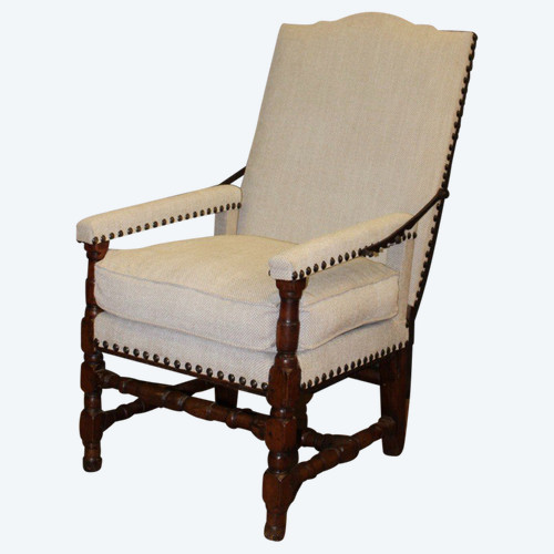 Louis XIV Period Rack Armchair In Walnut