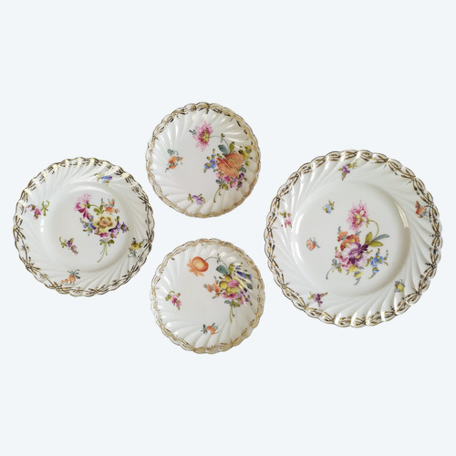 19th Century Hand Painted Saxony Porcelain Plates