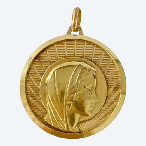 Importante Medaglia Religiosa Con Il Profilo Della Vergine