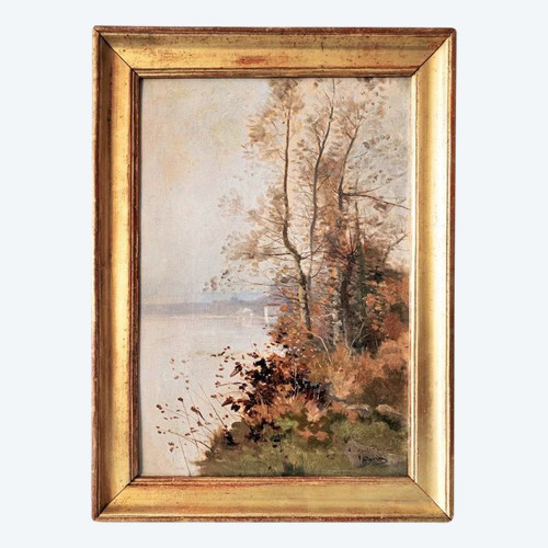 Tableau Huile Sur Toile Paysage d'Automne Par David 19ème