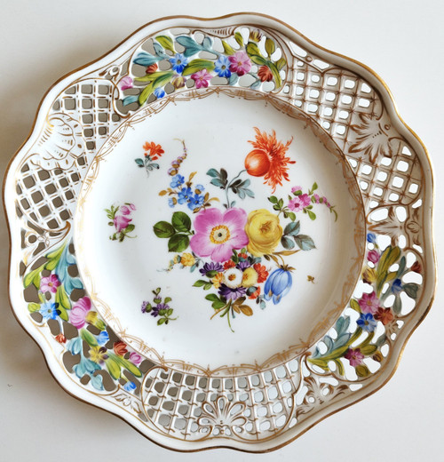 Potschappel Dresden Porcelain Openwork Plates 19th c