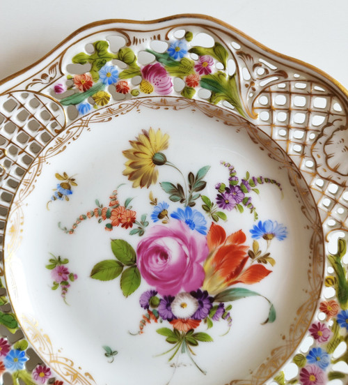 Potschappel Dresden Porcelain Openwork Plates 19th c