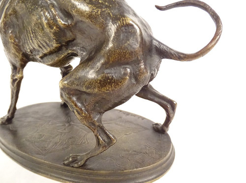 Piccola scultura in bronzo Pierre-Jules guida il levriero Plock 1854 XIX