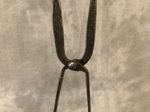 Beautiful large log tongs iron and bronze arm tongs from the late 18th century