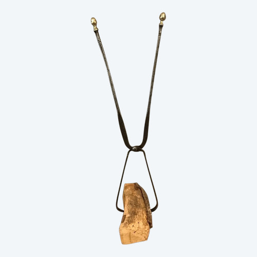 Beautiful large log tongs iron and bronze arm tongs from the late 18th century