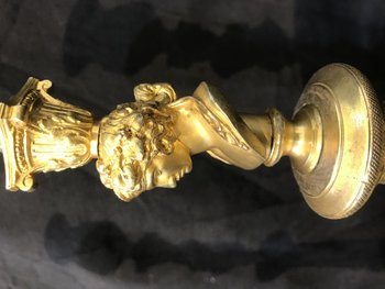 Coppia Candelieri Coppia nell'antica lampada in bronzo dorato del XIX