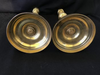 Coppia Candelieri Coppia nell'antica lampada in bronzo dorato del XIX