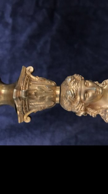 Coppia Candelieri Coppia nell'antica lampada in bronzo dorato del XIX