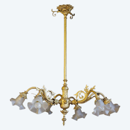 Lampadario in bronzo del 1900