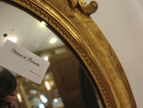 Napoleon III Oval Mirror, Louis XV Style, Shell, Gold Leaf 50 X70 Cm