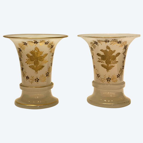 Pair Of Opaline “soap bubble” Vases.