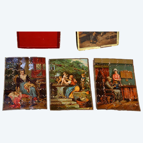 Ensemble De 3 Puzzles, En Bois Et Papier