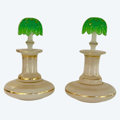 St Louis: Pair Of Two-tone Opaline Bottles