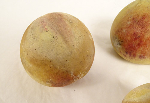 Ensemble 8 Fruits Marbre Carrare Polychrome Pommes Figues Abricot XIXème