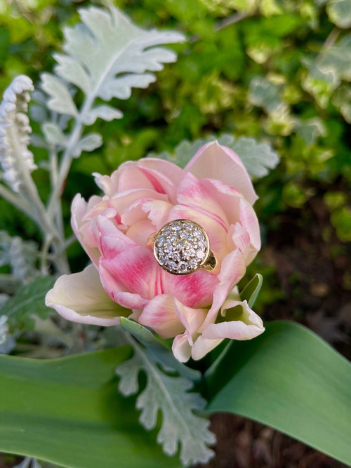 Anello a sfera con pavé di diamanti