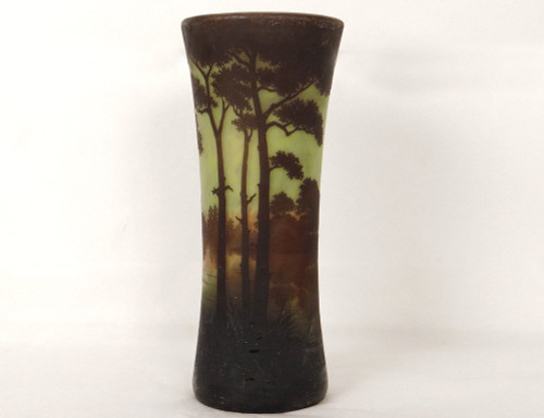 Large Cornet Vase in Pâte de Verre Signed Daum Nancy, Art Nouveau 19th century