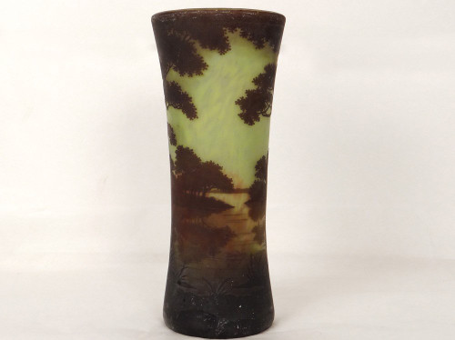 Large Cornet Vase in Pâte de Verre Signed Daum Nancy, Art Nouveau 19th century