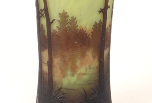 Large Cornet Vase in Pâte de Verre Signed Daum Nancy, Art Nouveau 19th century