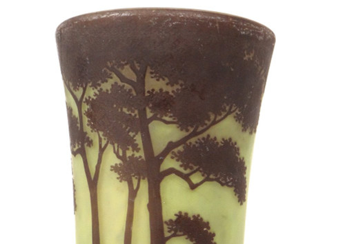 Large Cornet Vase in Pâte de Verre Signed Daum Nancy, Art Nouveau 19th century