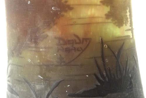 Large Cornet Vase in Pâte de Verre Signed Daum Nancy, Art Nouveau 19th century