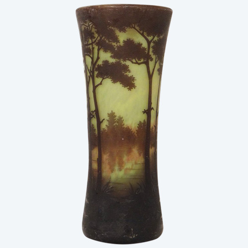 Large Cornet Vase in Pâte de Verre Signed Daum Nancy, Art Nouveau 19th century