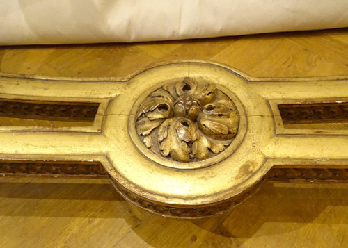 Console Louis XVI Demi-lune Bois Sculpté Doré Marbre Napoléon III XIXème