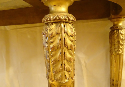 Console Louis XVI Demi-lune Bois Sculpté Doré Marbre Napoléon III XIXème