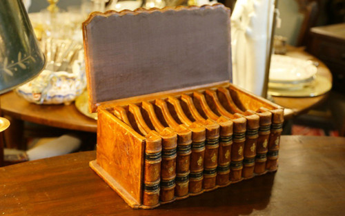 Cassette, Coffret De Bureau, Faux Livres, Cuir, XIXème