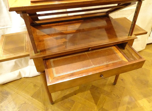 Table à La Tronchin Bureau d'Architecte Acajou Cuir Tiroir XIXème Siècle
