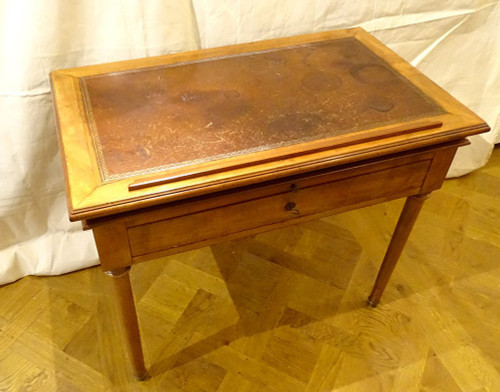 Table à La Tronchin Bureau d'Architecte Acajou Cuir Tiroir XIXème Siècle