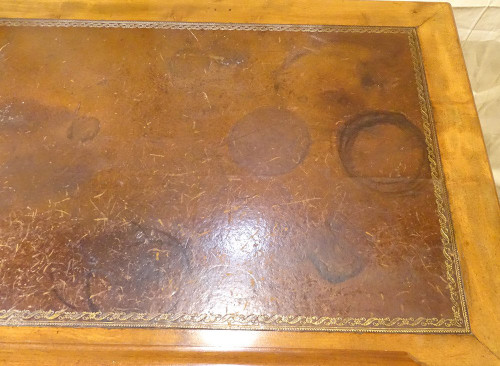 Table à La Tronchin Bureau d'Architecte Acajou Cuir Tiroir XIXème Siècle