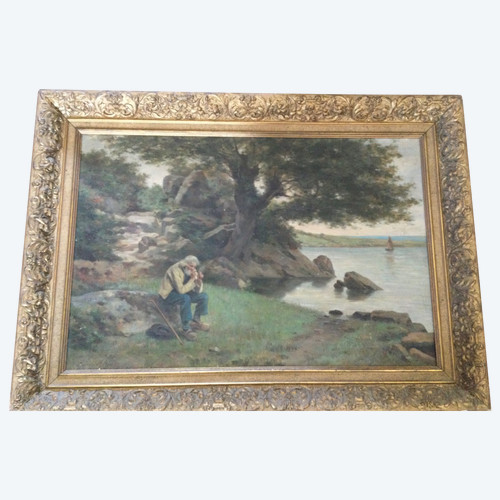 The smoker of the creek signed Paul ABRAM (1854-1925)