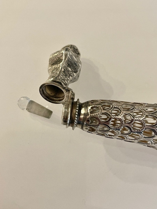Flacon à Sels En Cristal Et Argent