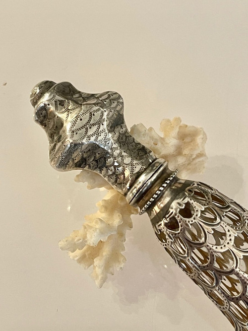 Flacon à Sels En Cristal Et Argent