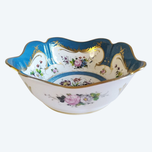 Coupe Quadrilobée En Porcelaine Peinte Décor de Fleurs Samson 19ème