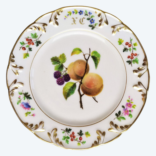 Assiette En Porcelaine Peinte 19ème