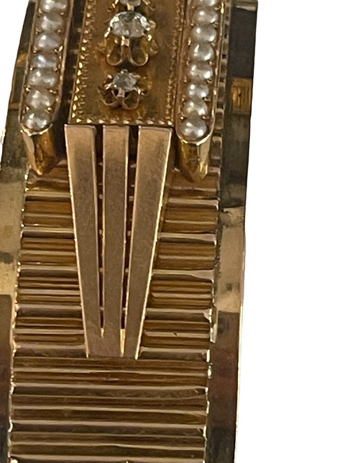 Napoleon III. Armband aus Gold, Perlen und Diamanten