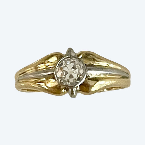 Bague Jonc En Or, Platine Et Diamant