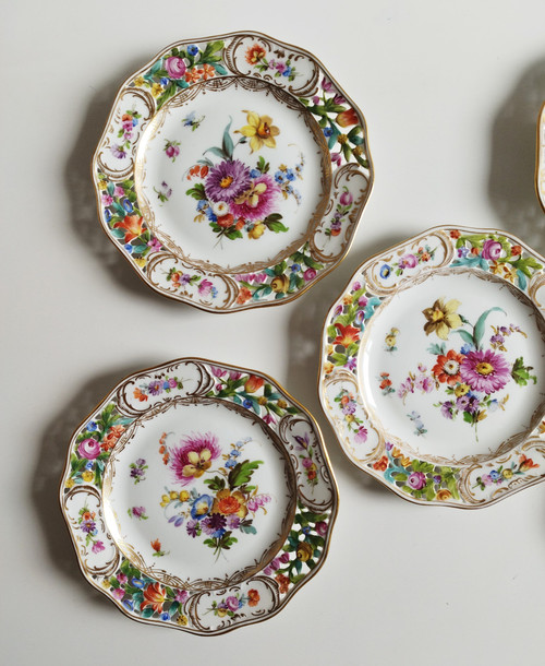 Assiettes Peinte à La Main En Porcelain Potschappel Dresden