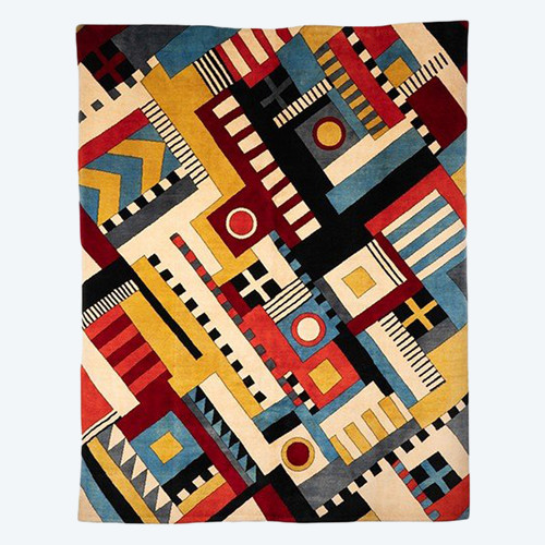 Carpet, or tapestry, with geometric patterns and wool. Contemporary work.