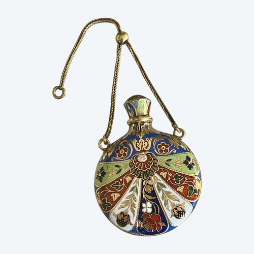 Enameled Gold Salt or Perfume Bottle
