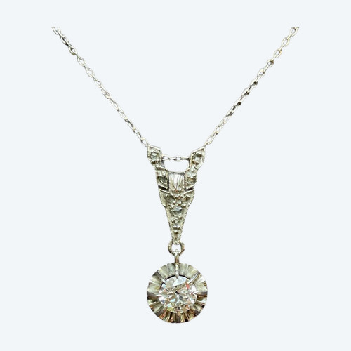 Pendentif Goutte En Platine Et Diamants