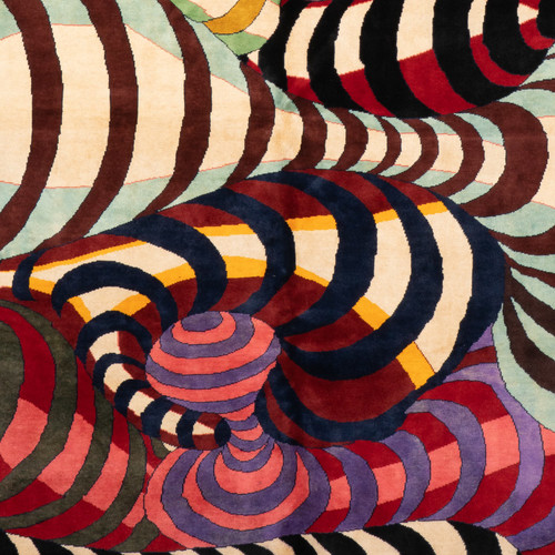 Teppich oder Wandteppich mit Spiralmuster aus Wolle. Zeitgenössische Arbeit.
