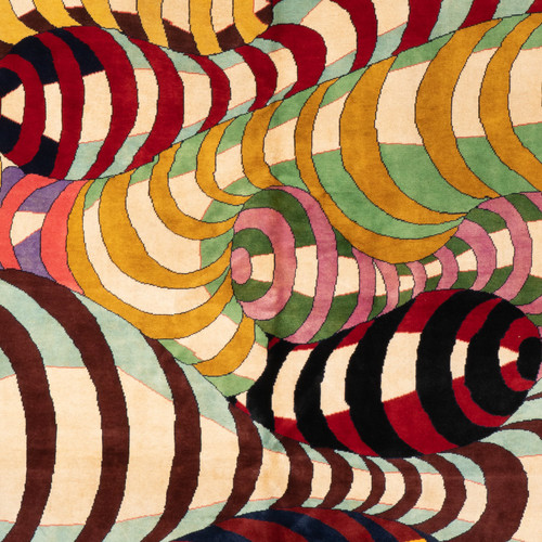 Teppich oder Wandteppich mit Spiralmuster aus Wolle. Zeitgenössische Arbeit.