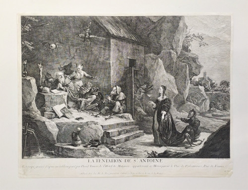 Gravure La Tentation De Saint-antoine Gravé Par Jacques Philippe Le Bas 