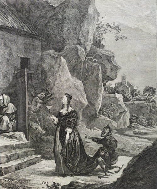 Gravure La Tentation De Saint-antoine Gravé Par Jacques Philippe Le Bas 